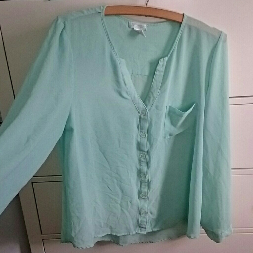 Teal flowy blouse